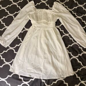 White Long Sleeve Flowy Dress